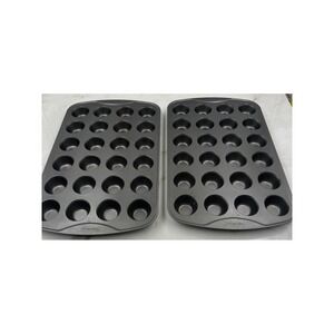 Oneida 24 Cup Mini Muffin Pan Set of 2 Non-Stick Carbon Steel Gray Baking Sheets